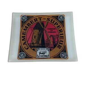 Camembert Superieur Windmill Rectangle Glass Cheese Server Decorative Plate